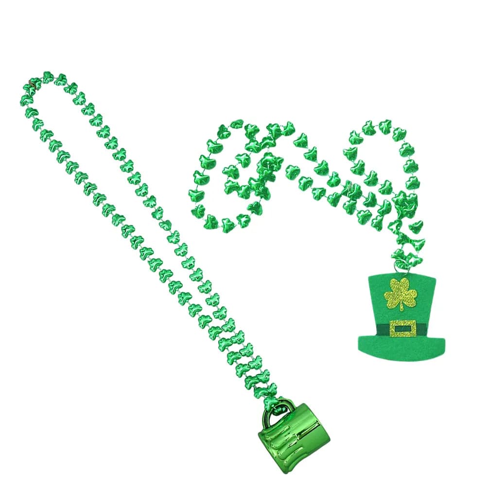 1Set St Patrick's Necklace Pendant 2 Styles Beer Mug Hat Themed Costume Accessories Party Supplies