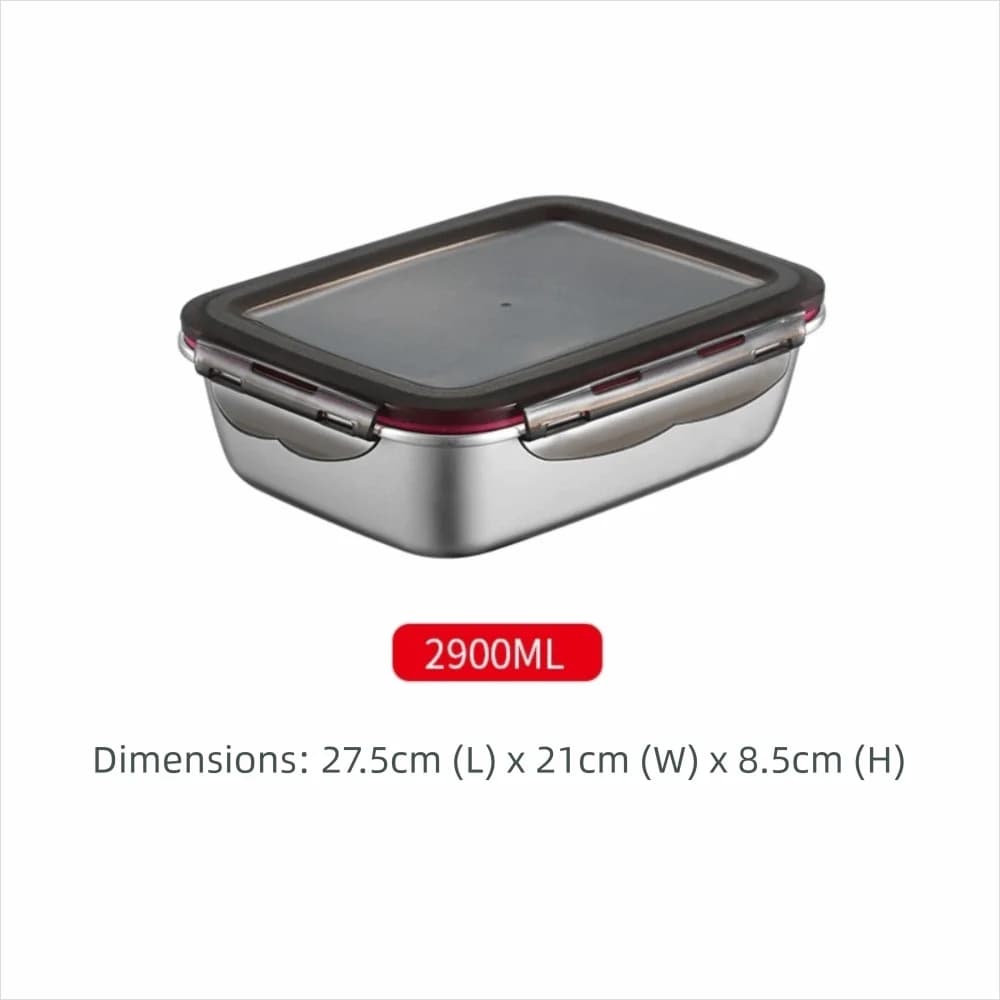 Contenitore per Alimenti in Acciaio Inox, Ermetico, Quadrato, per Conservazione e Preparazione Pasti, con Coperchio, per Pranzo e Campeggio