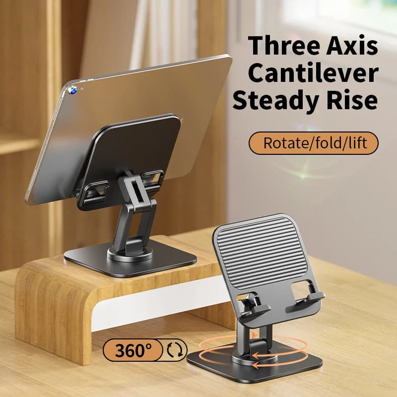 New Metal Desktop Phone & Tablet Dual Stand Adjustable Height Foldable 360° Rotation Lazy Must-Have Office Essential