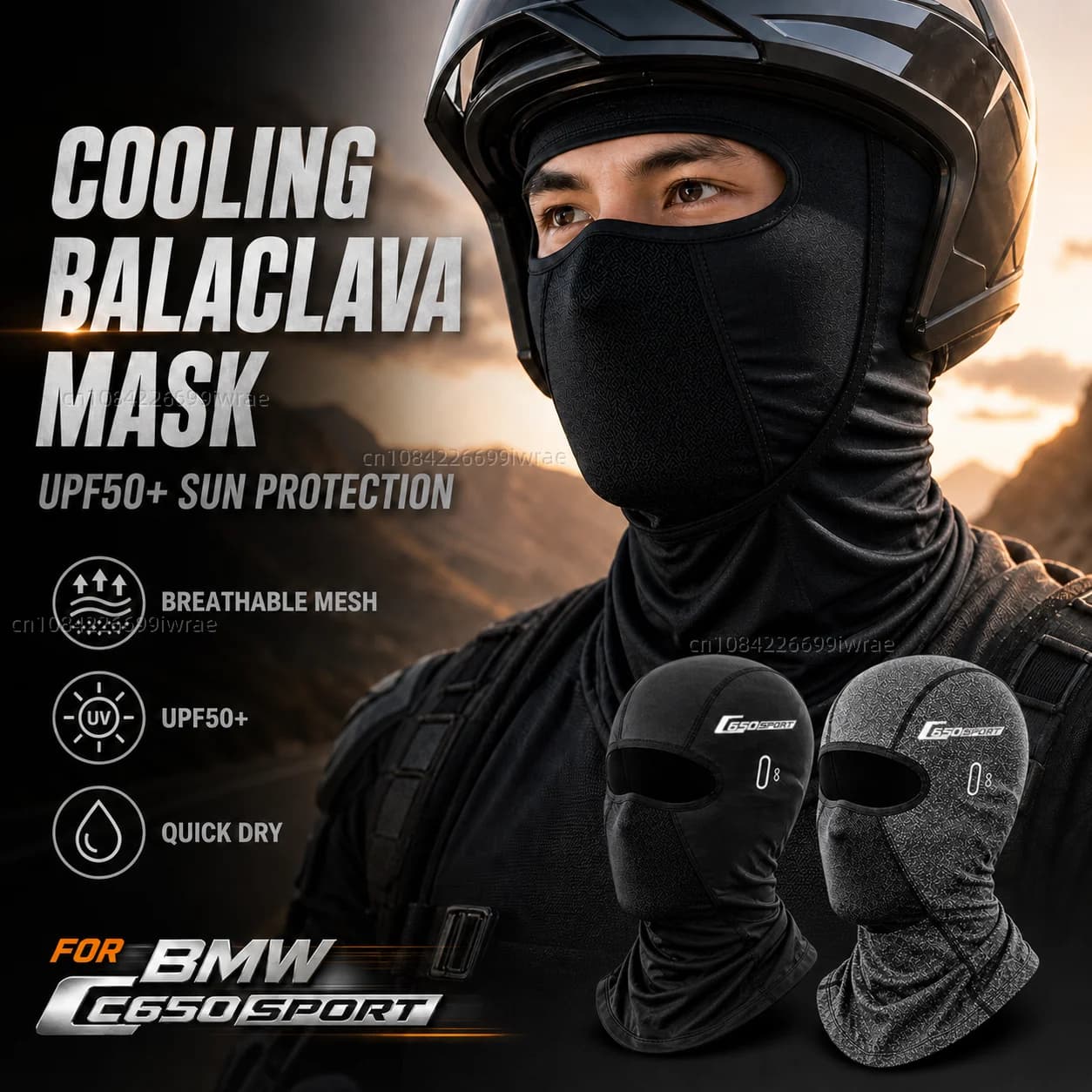 Cooling Motorcycle Balaclava Mask UPF50+ UV Protection Breathable Face Cover Summer For BMW C650 SPORT C650GT C 650 GT 2012-2020