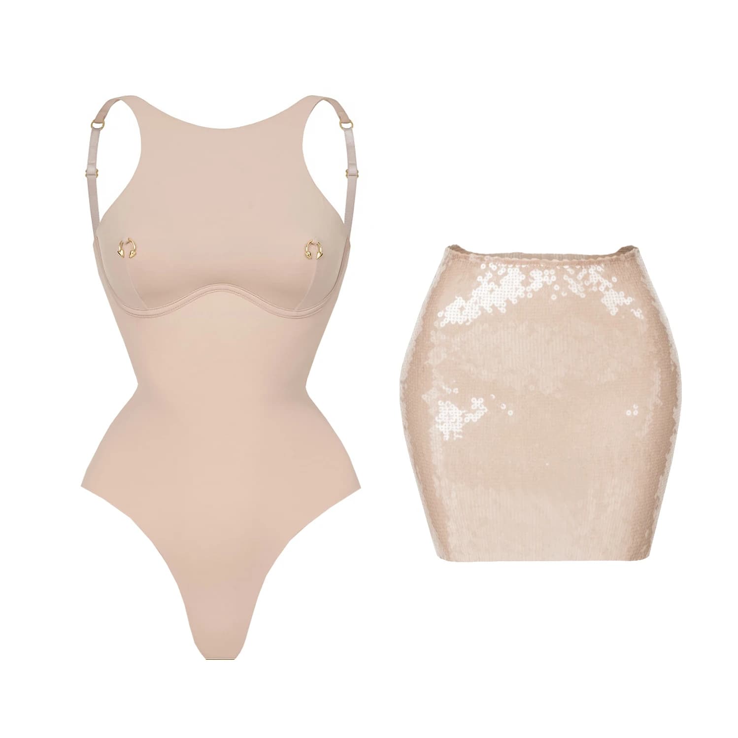 2026 2 Pieces Women's Sexy Interior Swimwear, Monokini a Vita Alta Push-Up, Solid Color, Beach Clothing