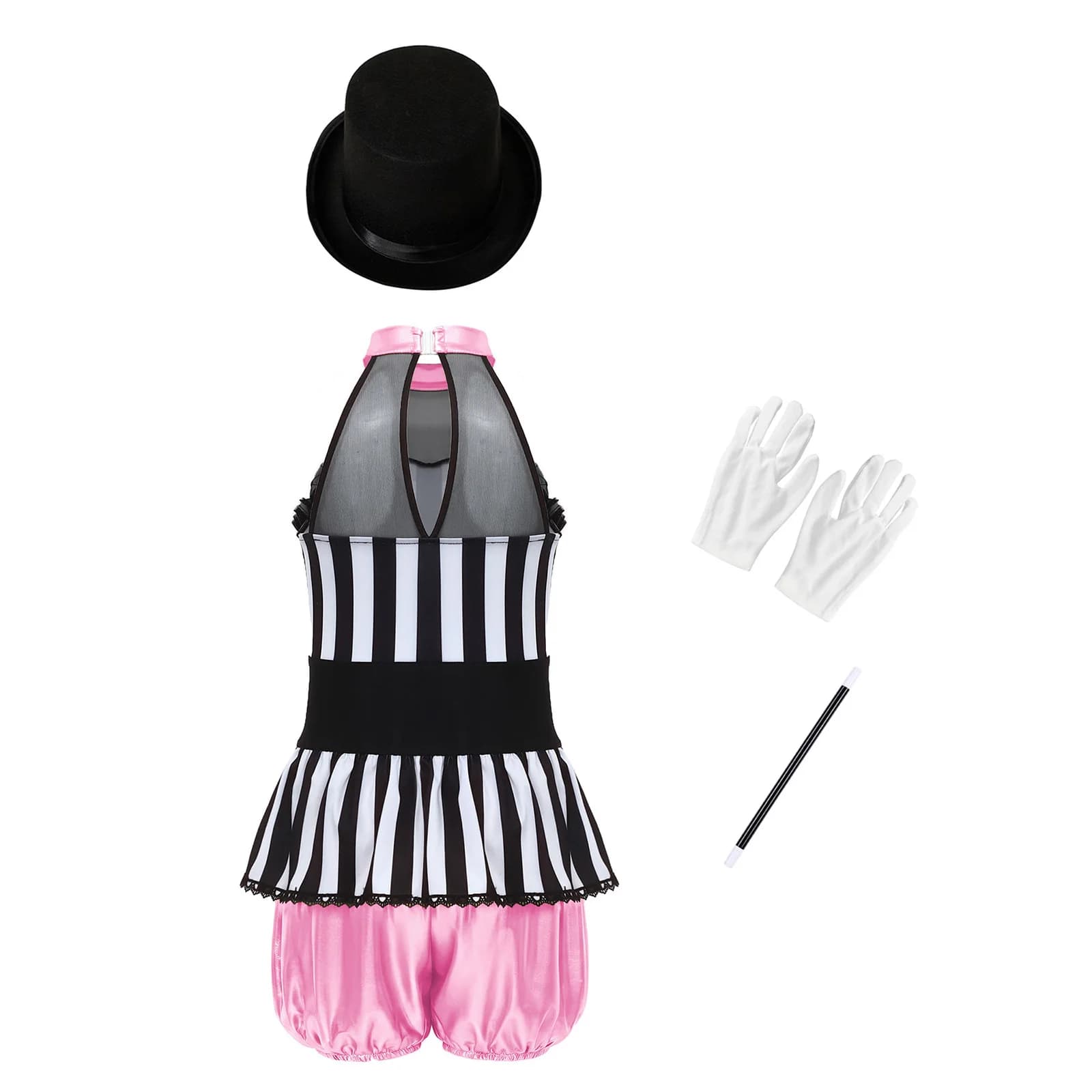 Costume di Halloween per Ragazze, Abito da Ringmaster del Circo, Costume da Showman, Vestito Elegante Senza Maniche, Body Intero