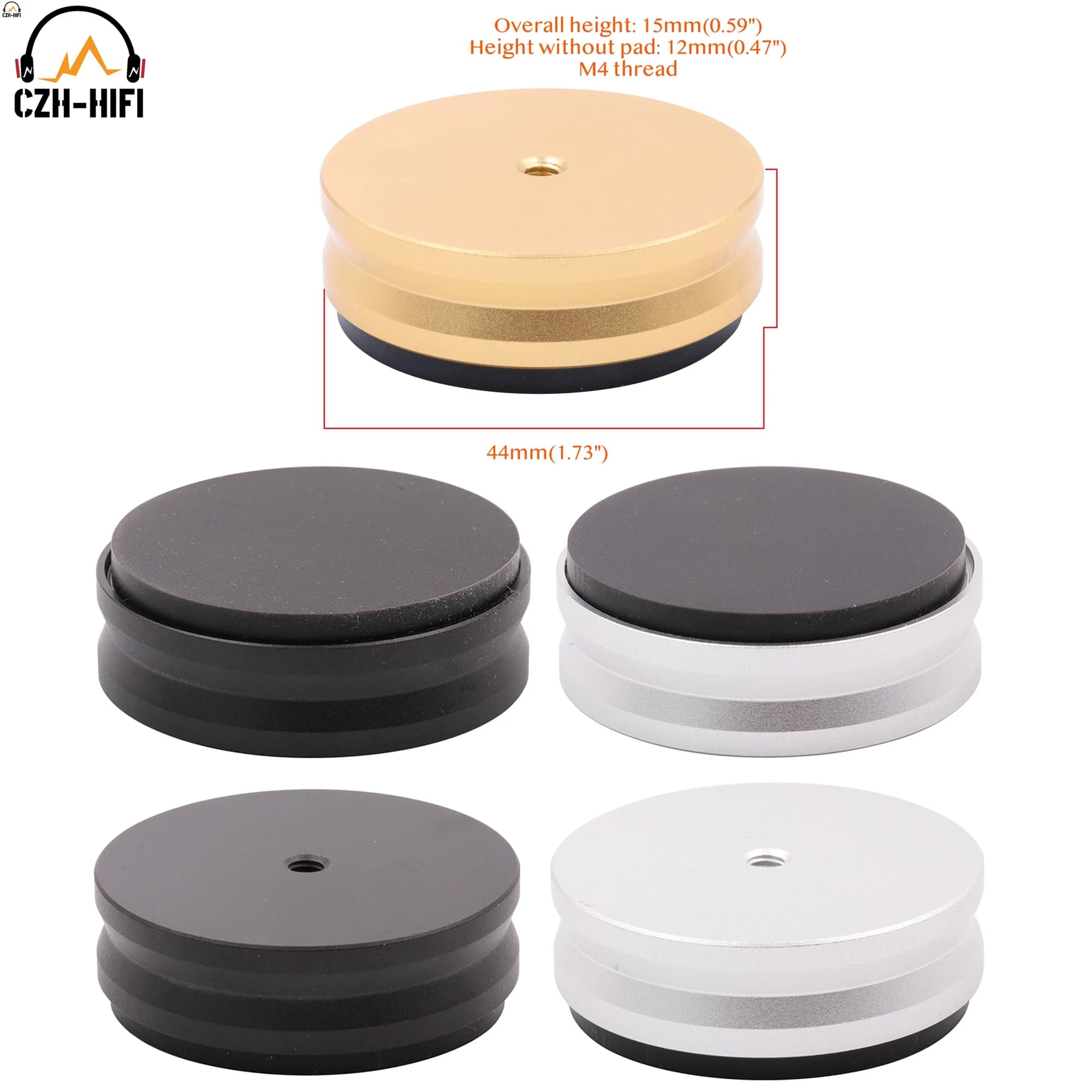 1 pz 44x15mm lavorato solido pieno alluminio piedini di isolamento Stand Pad cono Base da pavimento per Hifi Audio AMP altoparlante giradischi Computer