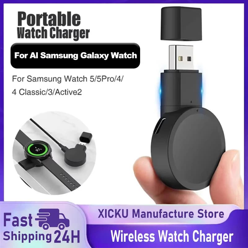 Guarda la base del caricabatterie wireless per Samsung Galaxy Watch 8 7 6 5 4 Active 2/1 Adattatore Dock USB Tipo C Stazione di ricarica rapida portatile