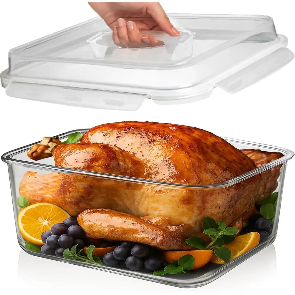 Contenitore in Vetro per Alimenti da 6500ml con Coperchio Ermetico, Ideale per Conservare Cibo, Verdure, Frutta, Casseruole, Lasagne, Pollo Arrosto