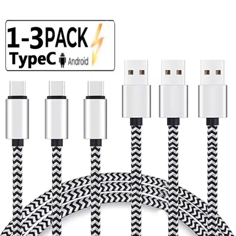 Cavo dati USB Type-C 2.4A per ricarica rapida, cavo dati in nylon intrecciato, cavo di ricarica per cellulare USB-CFFF
