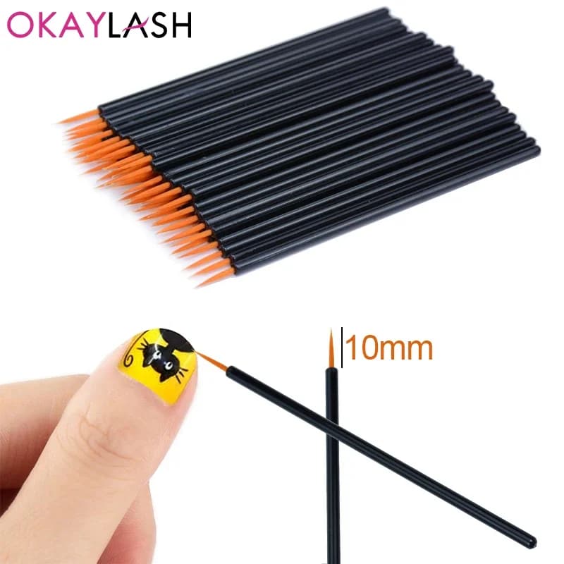 OKAYLASH 50pcs/lot Reusable Gel Liner Nail Art Brushes Painting Pen Disposable Eyeliner Beauty Eyeline Makup Tools