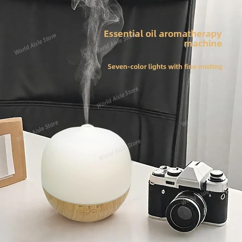 Diffusore di aromi umidificante con venature del legno Diffusore d'aria silenzioso per piccole famiglie Diffusore di aromi umidificante per desktop colorato per camera da letto