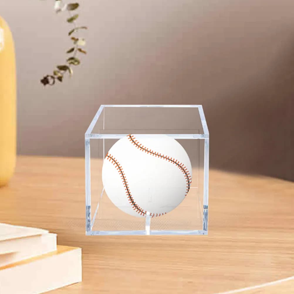 2 Pezzi Scatola Contenitore Antipolvere Quadrata in Acrilico Trasparente, Espositore Compatto a Cubo per Palline da Baseball e Tennis