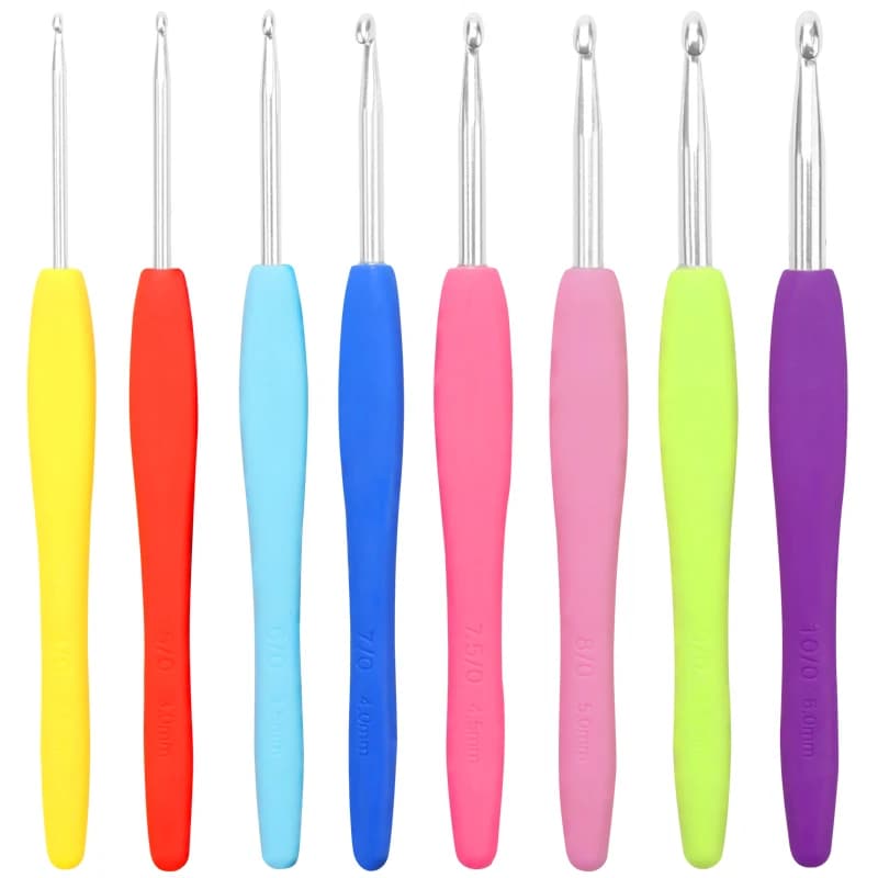 1set DIY Crochet Hook Kit 2.5mm-6.0mm Colorful Handle Knitting Needles Set for Sweater Blanket Creative Art Craft