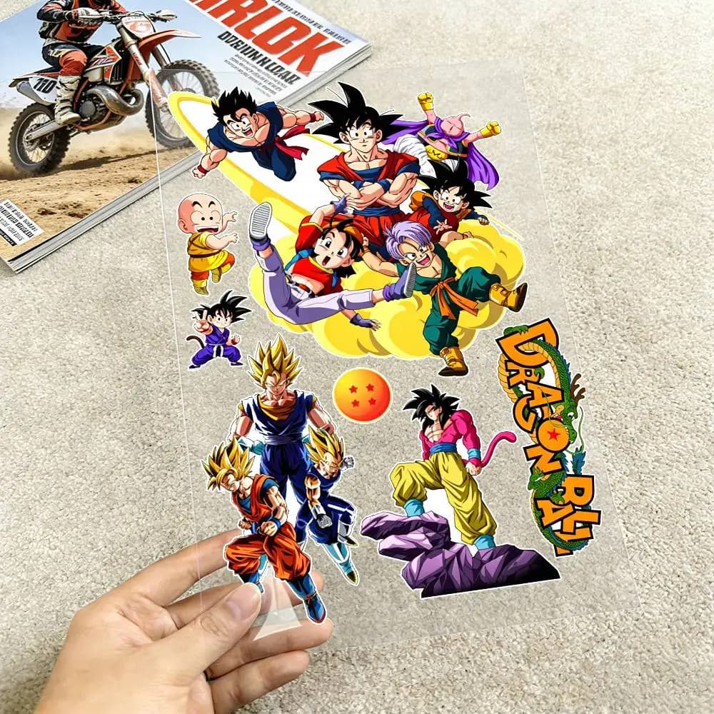 Adesivi Riflettenti Dragon Ball per Moto, Decalcomanie Impermeabili per Casco, Scooter, Serbatoio Carburante, Cassetta degli Attrezzi, Racing
