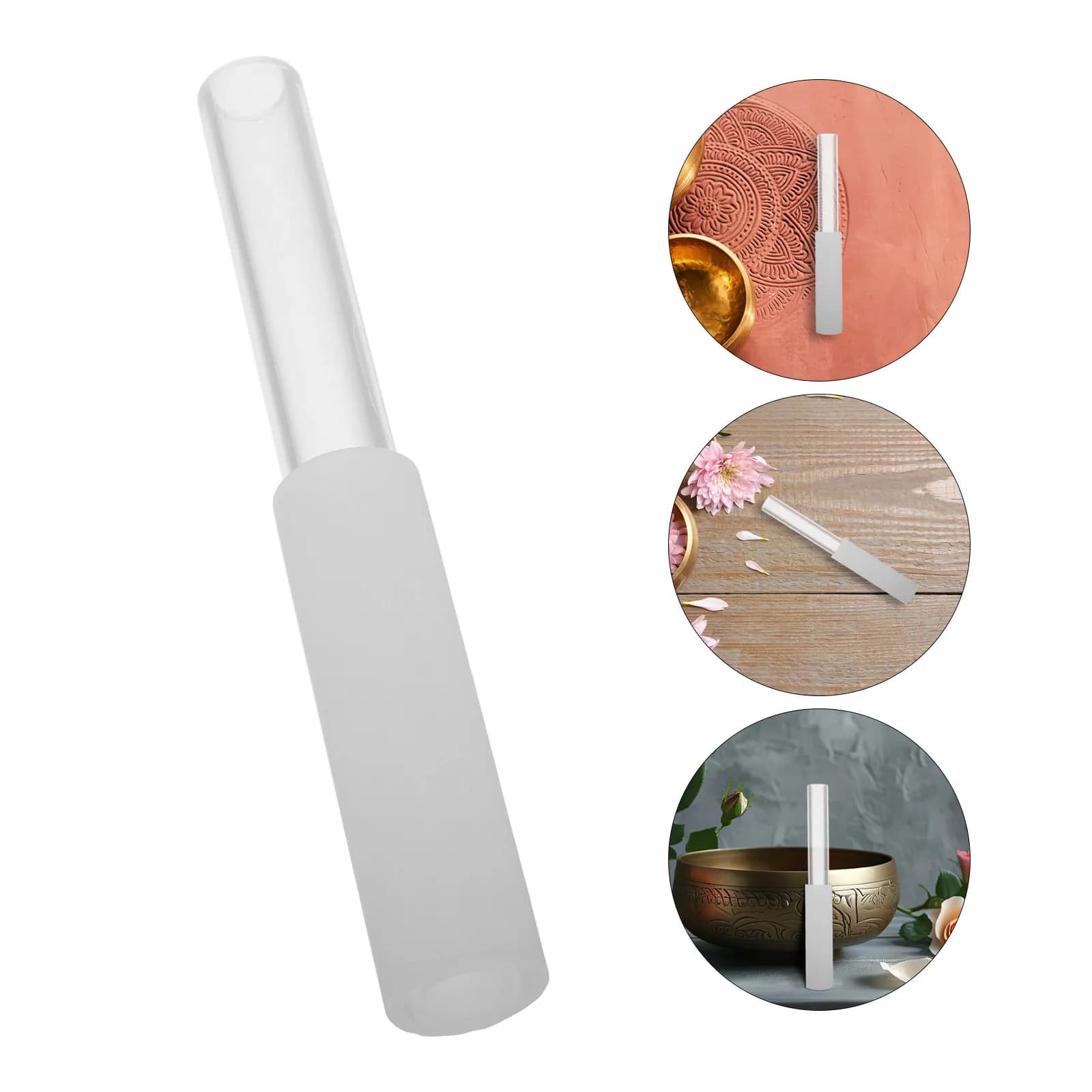 Crystal Singing Bowl Striker Hollow Acrylic Mallet with Rubber Exterior for Effortless Sound Healing Yoga Meditation Chanting