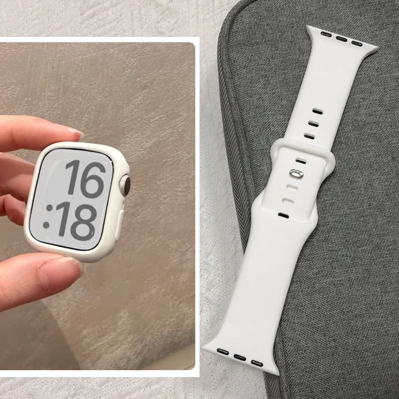 Silicone Strap + TPU Case for Apple Watch S11 42-46mm, 45mm strap 40mm 44mm 41mm, TPU bumper for iWatch series 10 8 7 6 5 4 SE 3