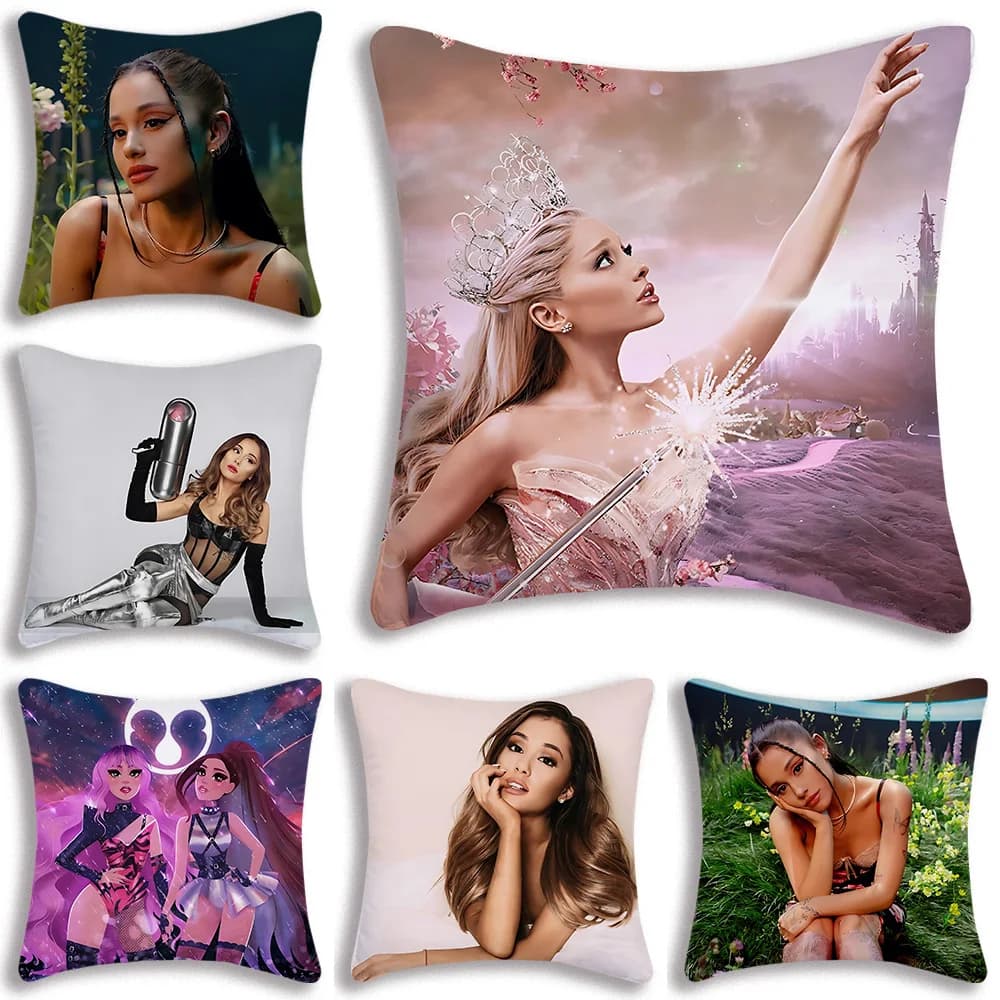 Ariana GrandeS Pillow Covers Cartoon Sofa Decorative Home Double-sided Printing Short Plush Cute Cushion Cover