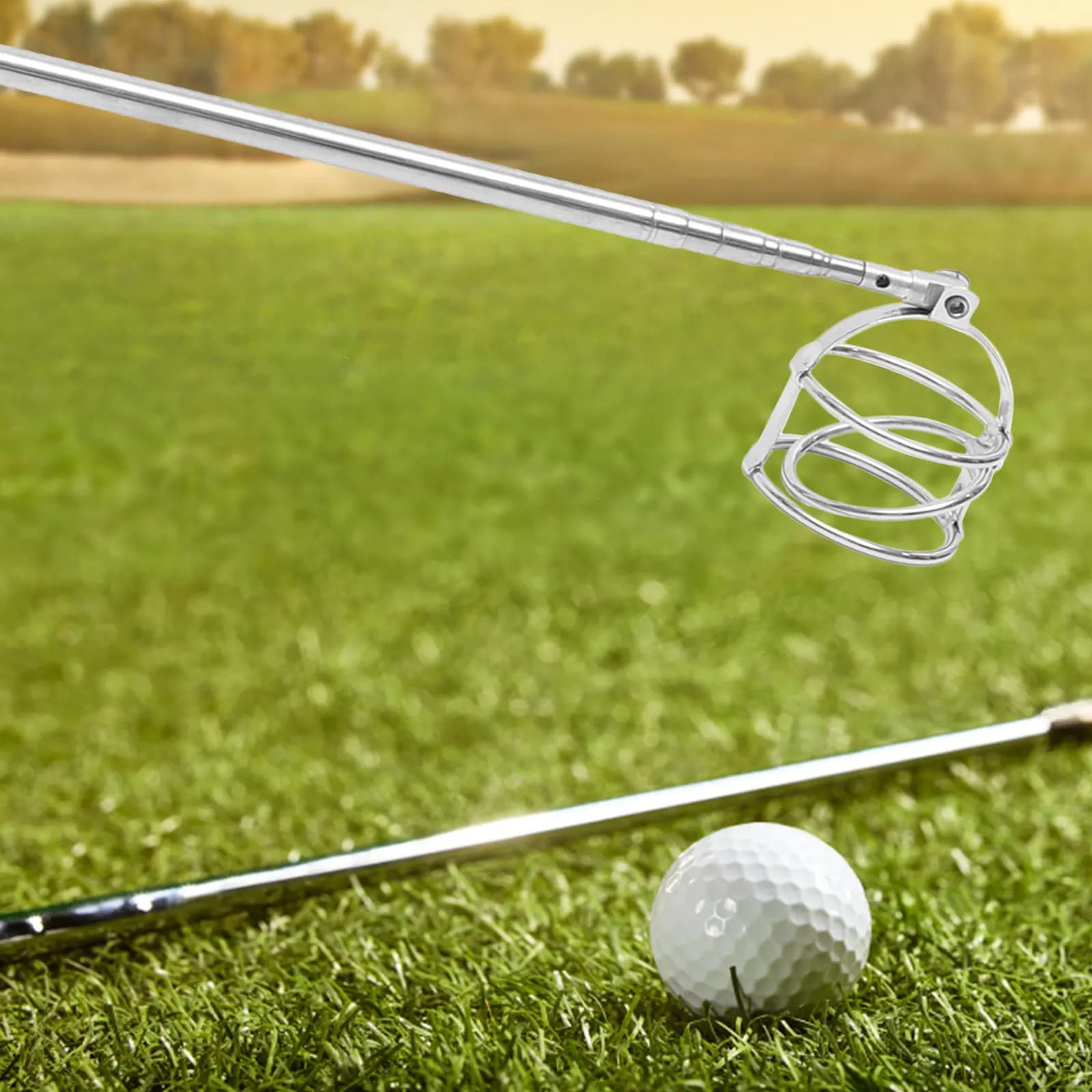 Telescopic Stainless Steel Golf Ball Retriever Anti-Skid Grip Lightweight Portable Picker for Golf Course Training