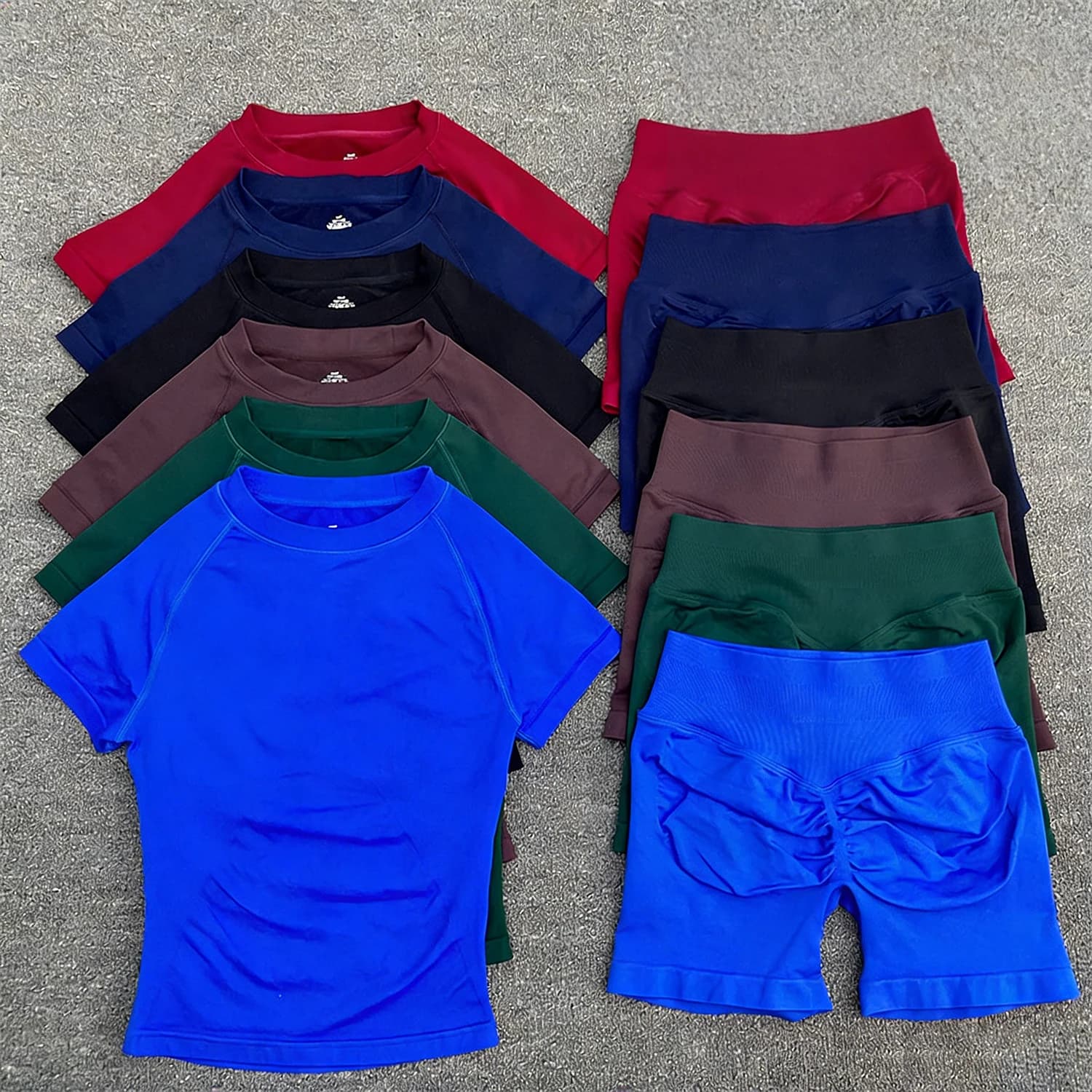New Yoga Set T-shirt Shorts Sets Impact Leggings Set Women Backless Tank Tops High Waist Scrunch Gym Suit Clothes Outfit Workout