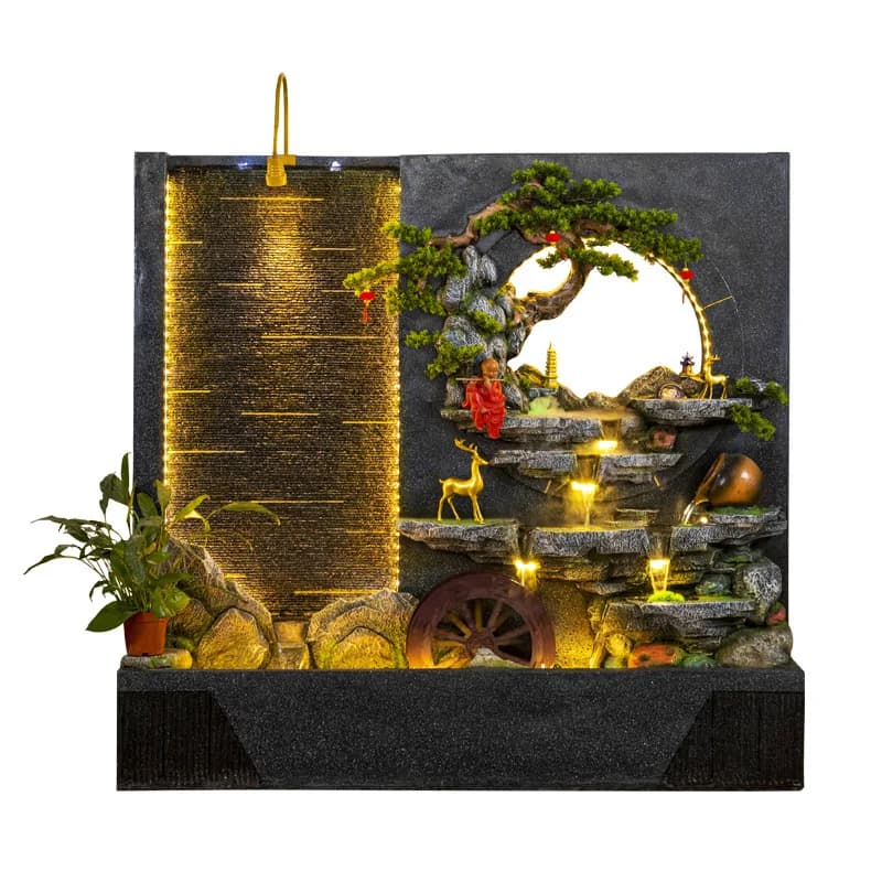 Water curtain wall rockery flowing water screen living room landscape circulating water garden arrangement ornament