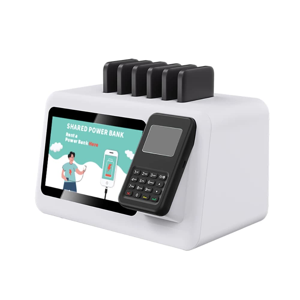 Distributore automatico della banca di potere della stazione di ricarica a 6 slot Powerbank per condivisione mobile del telefono con POS