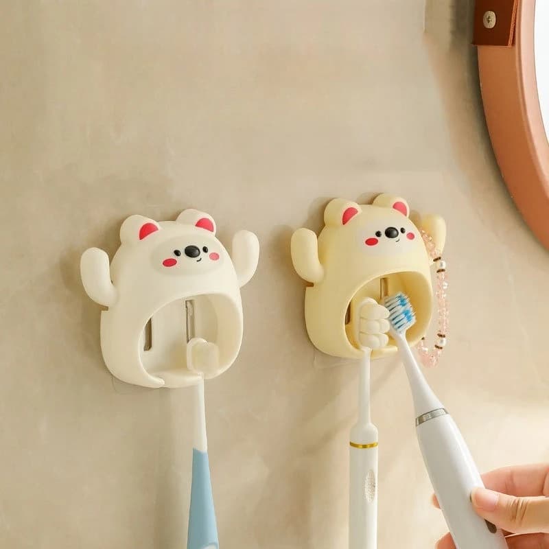 Portaspazzolino a forma di cartone animato, simpatico e divertente, con ganci a ventosa da parete, accessori decorativi per il bagno, regalo per bambini