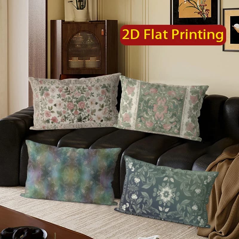 Vintage Floral Rectangle Pillow Covers Suitable For Sofa Bedroom Car Pillow Cover Cushion Rectangular Back Cushion