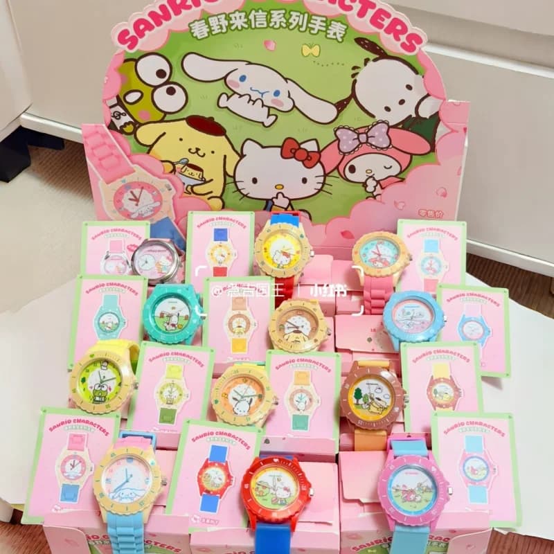 Nuova Serie Sanrio Spring Wild Letter, Orologio Cartoon Carino, Scatola Sorpresa, Cinturino in Silicone, Orologio da Polso con Personaggi Cartoon, Regalo di Compleanno