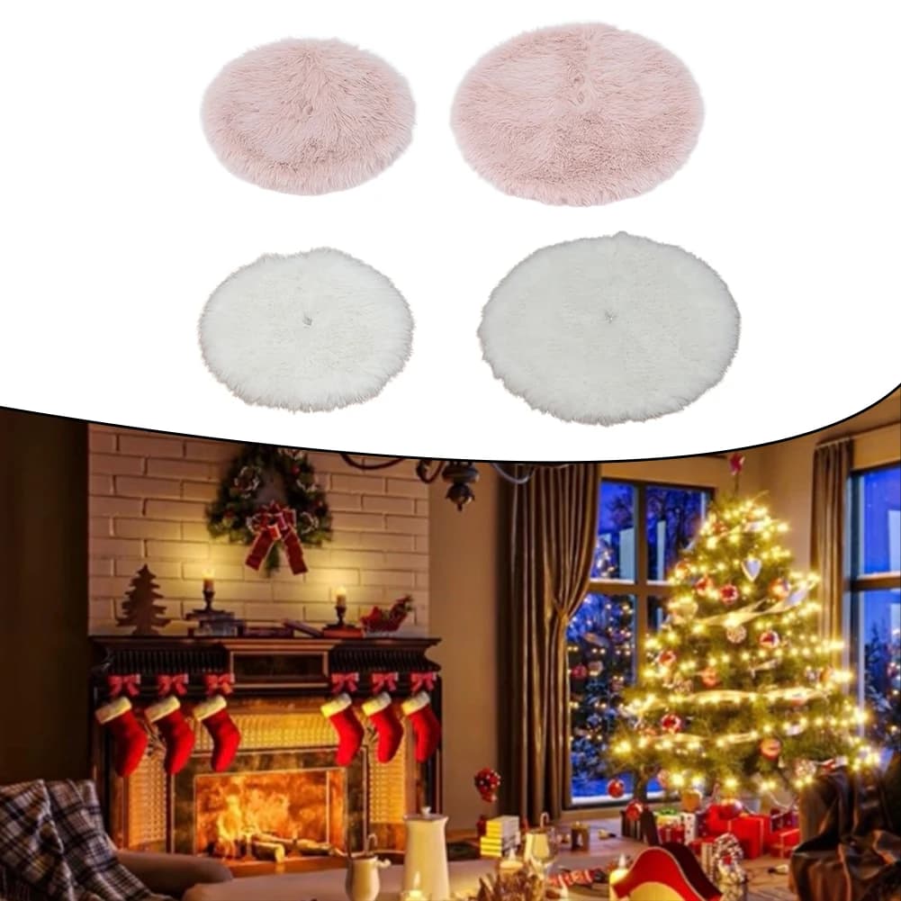 1 Christmas tree mat, soft plush, Christmas tree skirt, for Christmas holidays, home decoration, easy to clean