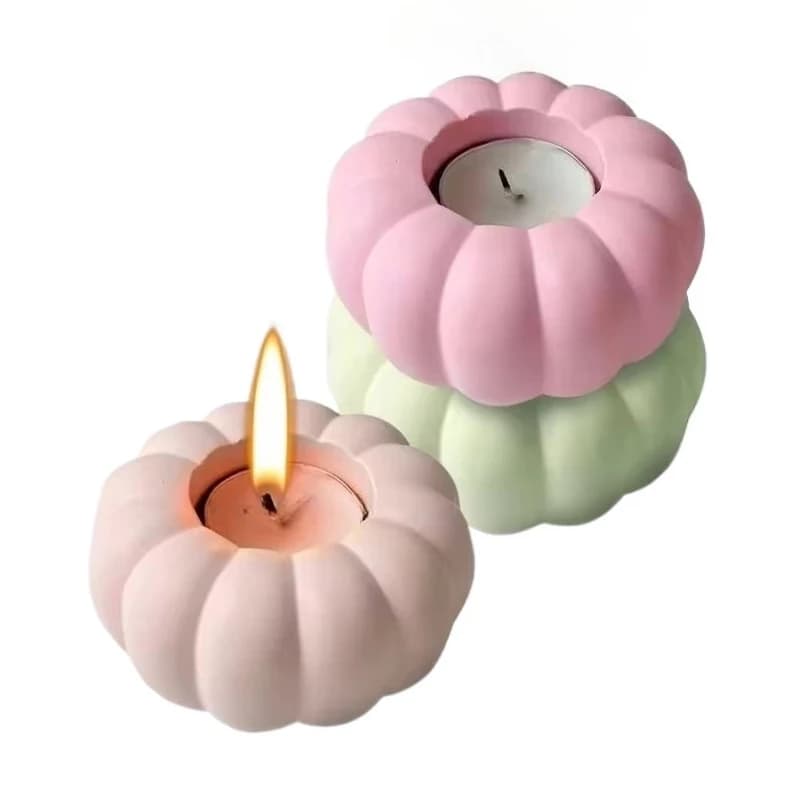 Portacandele di zucca Stampo in silicone 3D Tazza di candela di zucca Gesso di cemento Stampo per colata di ceramica artigianale Decorazione di Halloween Regalo