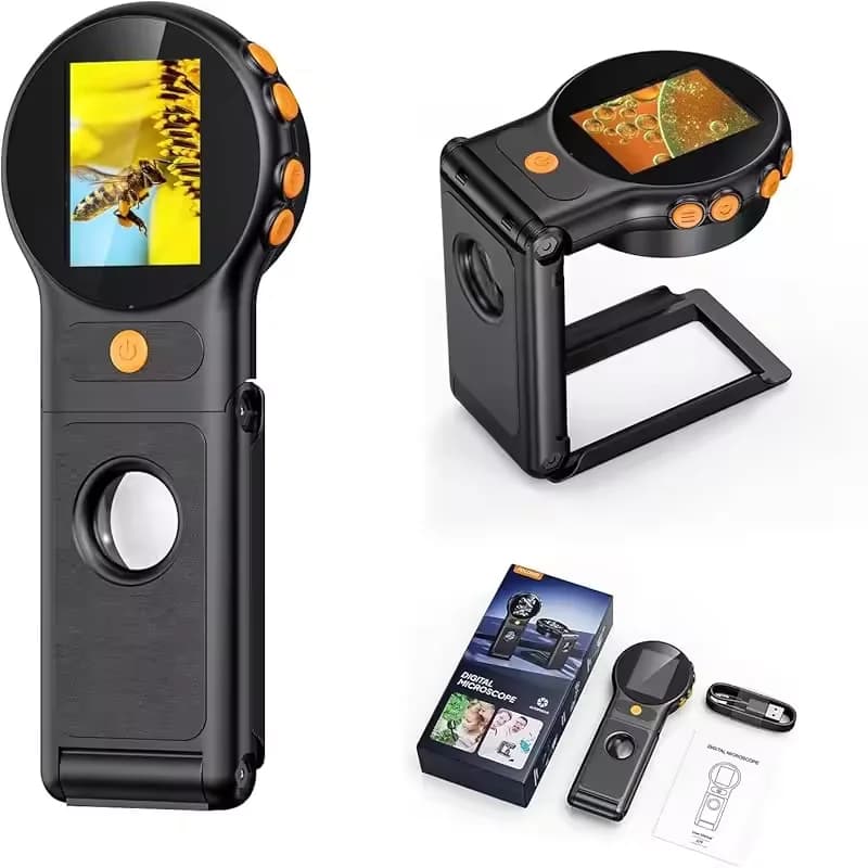 Microscopio Digitale con Ingrandimento 500X, Schermo IPS da 2 Pollici, Lente d'Ingrandimento Elettronica HD per Monete, Fotocamera Microscopio Pieghevole per Gioielli e Orologi