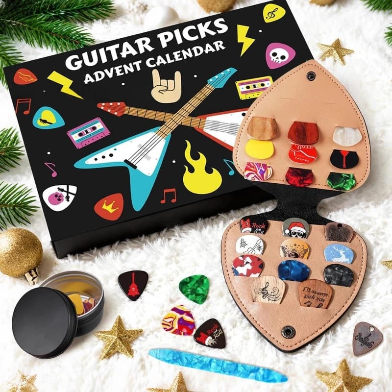 Plettri per Chitarra con Custodia - Regalo di Natale e Halloween a Tema, Portatile, per Musicisti, Plettri in Doppio Stile