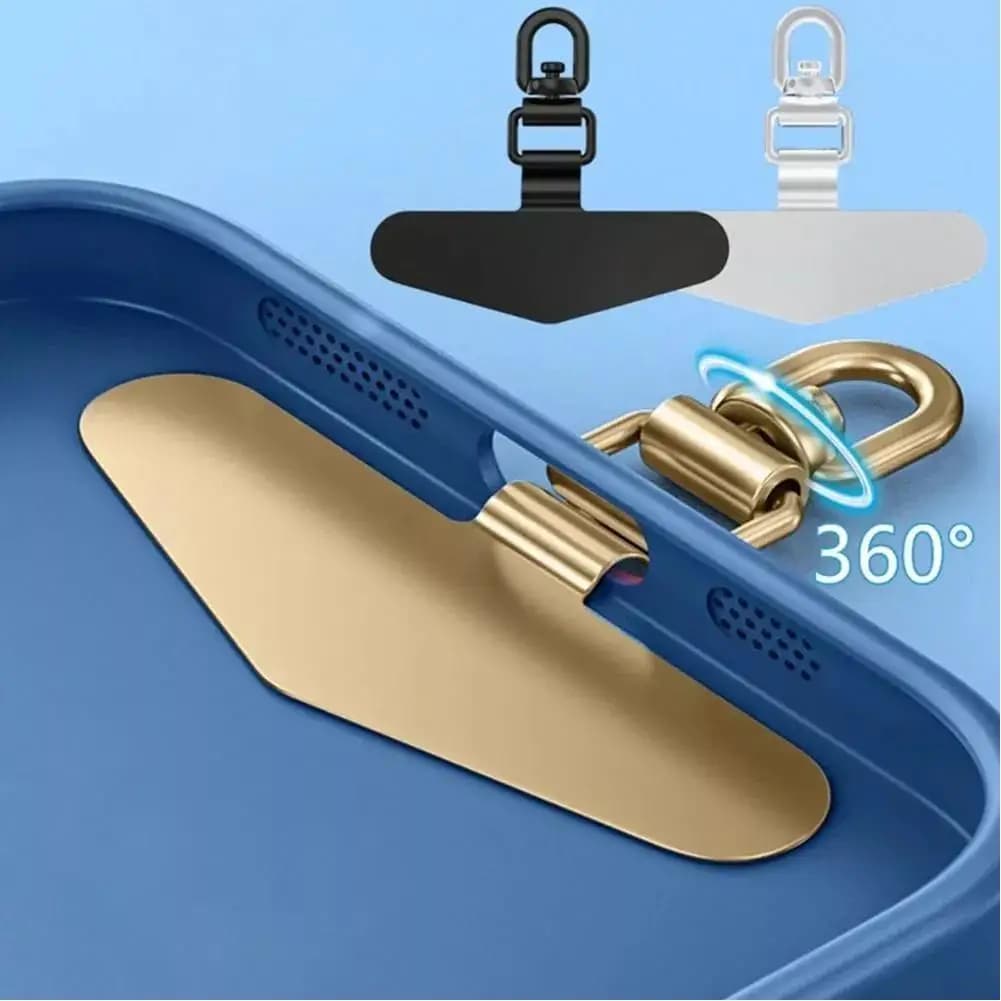 Pezzo di connettore di sicurezza per cordino per cellulare con linguetta in metallo girevole a 360 gradi aggiornato Nuovo