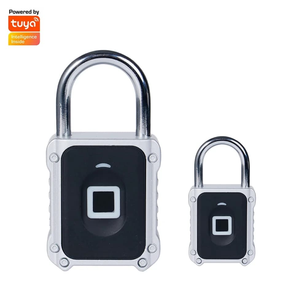 Tuya APP portable anti-theft lock with digital fingerprint unlocking, smart biometric padlock, IPX5 waterproof, digital keyless lock