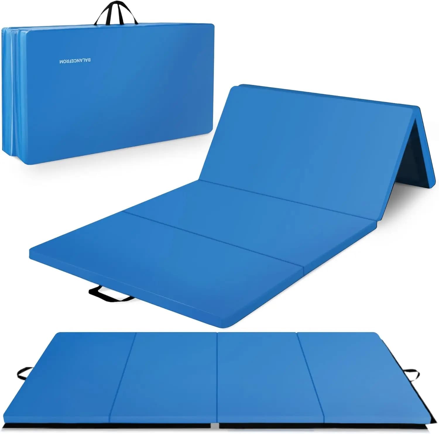 Tappetino Pieghevole a Quattro Pannelli per Ginnastica 3 Metri x 1,2 Metri con Superficie in Vinile e Maniglie per Trasporto, per Acrobazie, Yoga, Pilates e Allenamenti a Casa