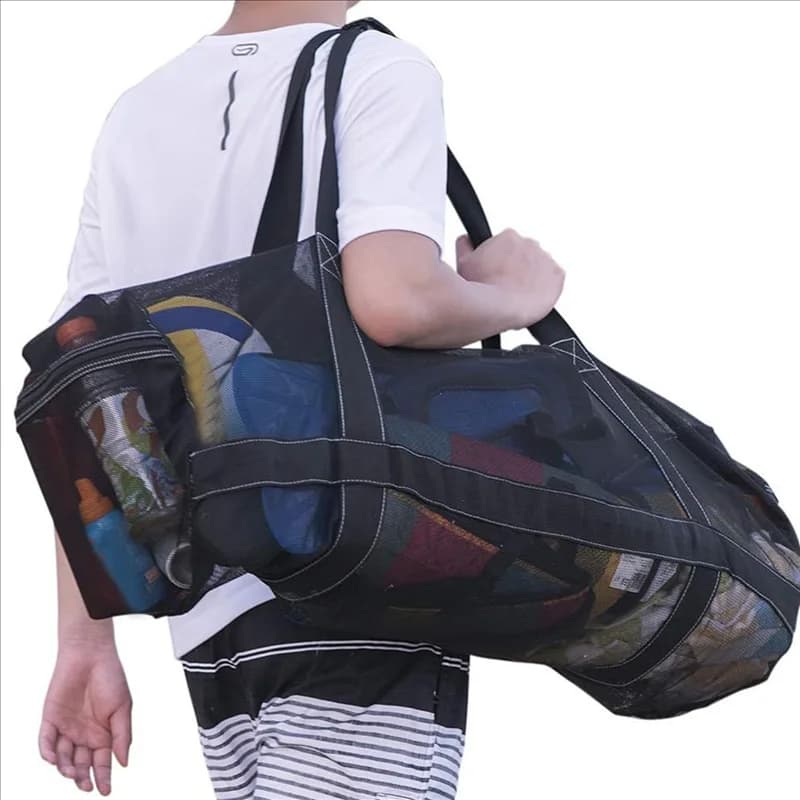 B72A 2X Borsa per attrezzatura per immersioni subacquee in rete, borsa da spiaggia pieghevole in rete per lo snorkeling, la pesca subacquea, il nuoto, i viaggi, la palestra