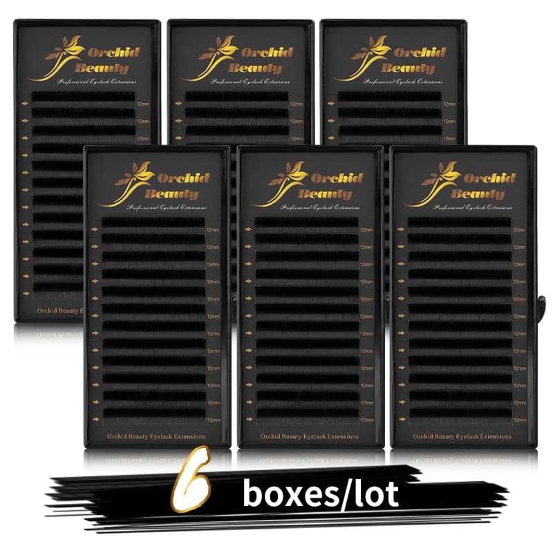 6 Cases/Lot Eyelash orchid All Size Facial Eyelash 8-15mm Mix Individual Eyelash 12 File Extension Eyelashes Russian Volume