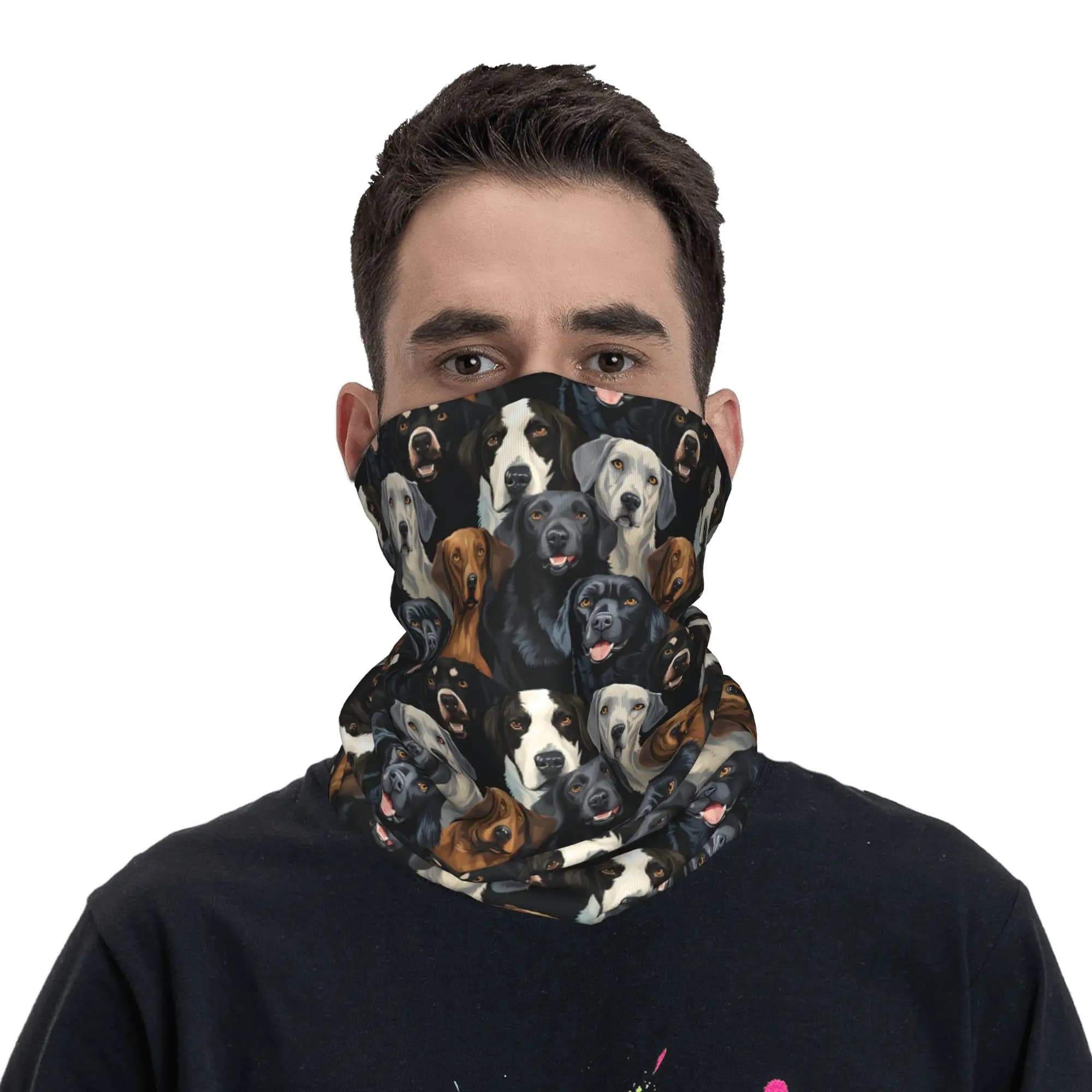 Labrador Retriever Dog Print Bandana Winter Neck Warmer Men Windproof Wrap Face Scarf for Ski Gaiter Headband