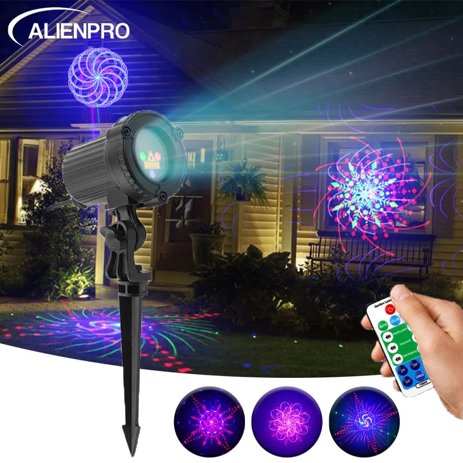 ALIEN 32 Patterns Christmas RGB proiettore Laser Outdoor Waterproof Garden Holiday Xmas Party Outside Tree Home Decor Show Lamp