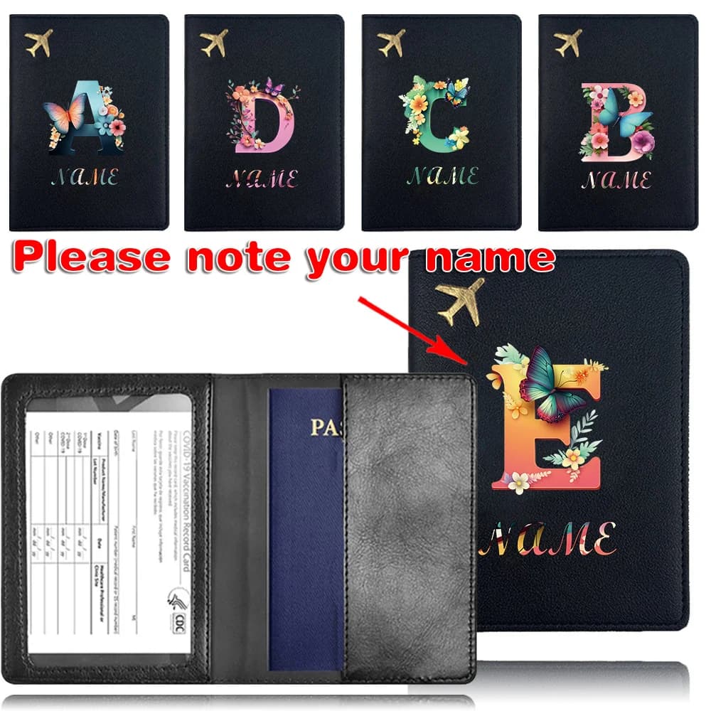 Porta Passaporto Personalizzato in PU, Custodia Protettiva per Passaporto, Porta Carte Bancarie, Design Personalizzato con Nome e Lettere