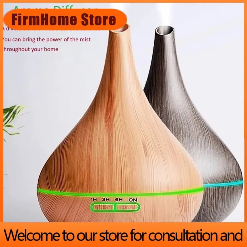 FirmHome Store400 ML Modern Electric Humidifier Essential Aroma Oil Diffuser Ultrasonic Wood Grain Air Humidifier Mist Maker LED
