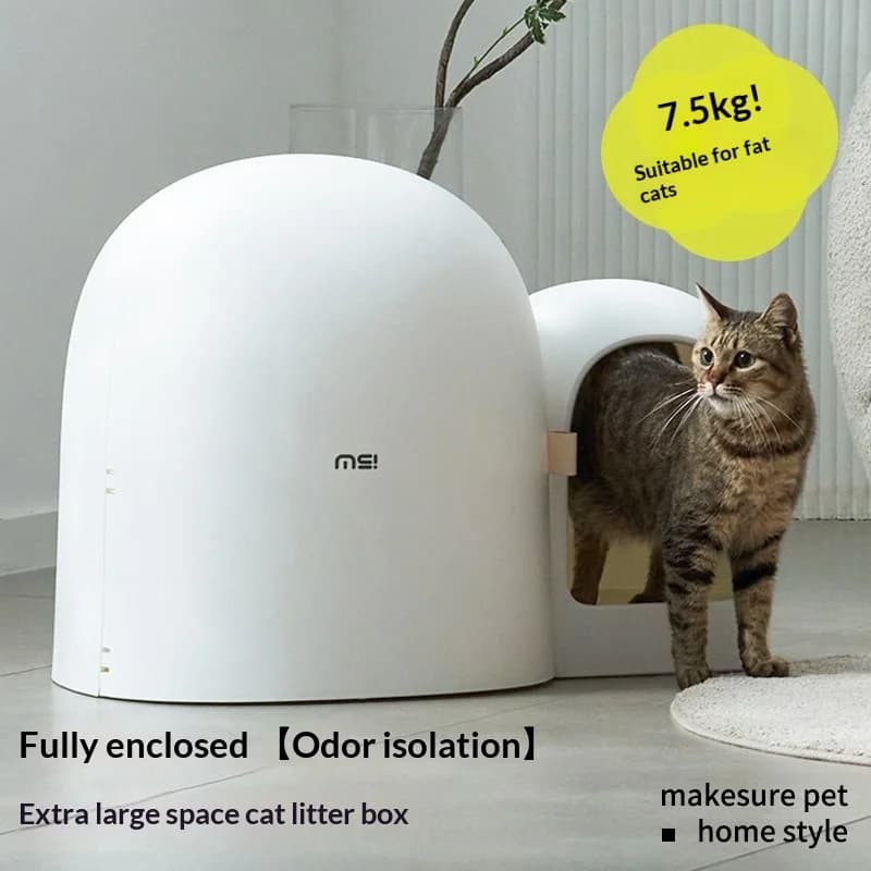 Lettiera per Gatti Extra Large Stile Mochi, Toilette per Gatti con Tunnel, Controlla gli Odori e Anti-Schizzi, Adatta a Tutti i Gatti