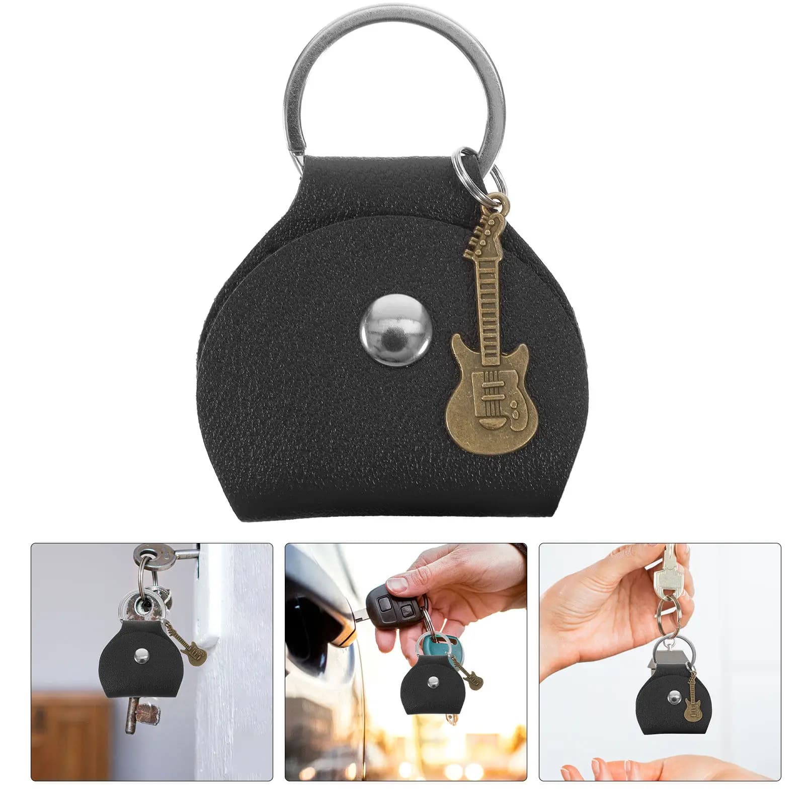 Porta Plettri per Chitarra Portatile Premium con Portachiavi - Custodia Organizzatore per Plettri Unico