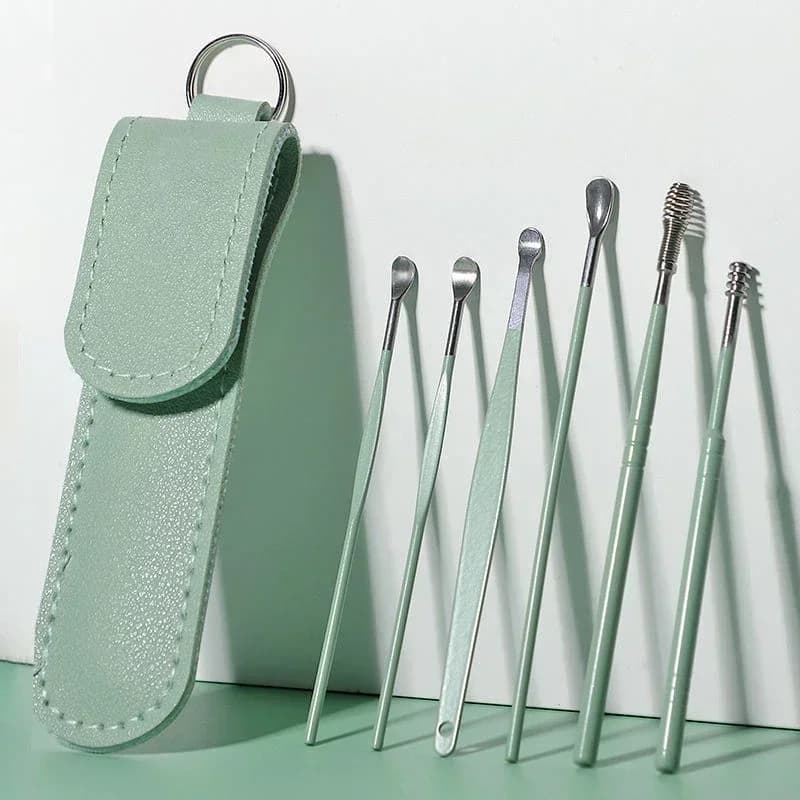 Pulizia per la cura 6 pezzi Kit di strumenti per la rimozione della cera per la pulizia dell'orecchio in acciaio inossidabile Set di prelievo per orecchie riutilizzabile Kit HealthEar per adulti Bambini