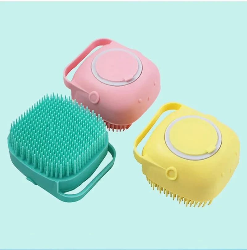 Guanti da massaggio per il bagno del cane in silicone Spazzola per toelettatura degli animali domestici con funzione di versamento dello shampoo Strumento per la pulizia del pettine da bagno per gatti per il bagno del cane