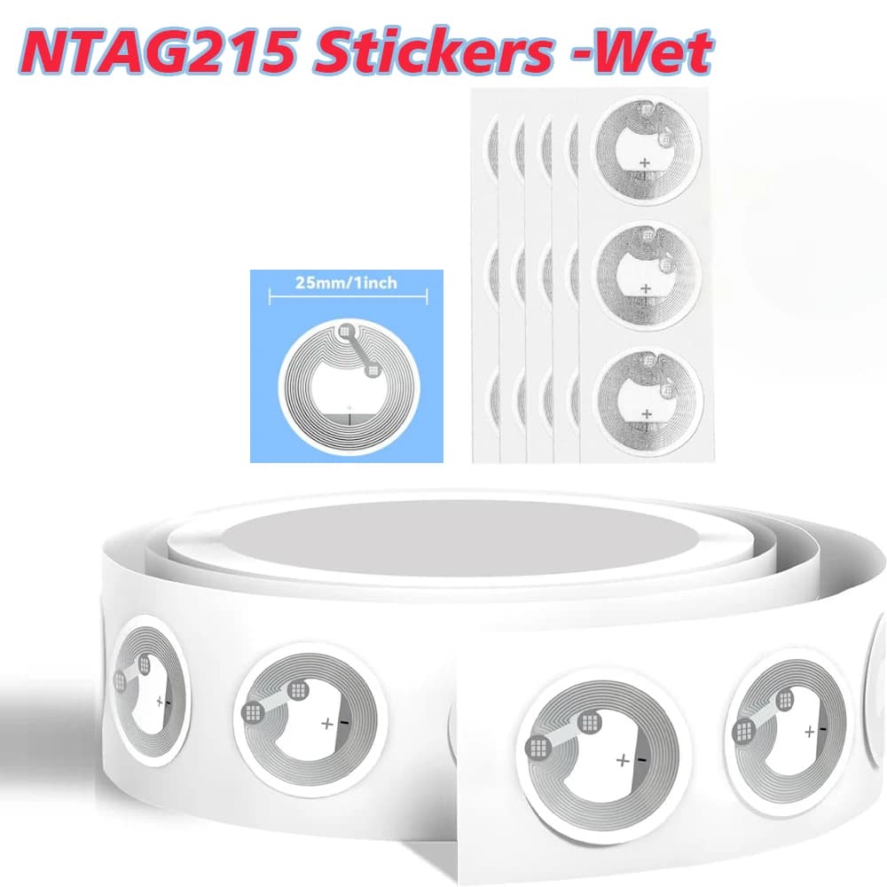 100/200Pc NTAG215 NFC Wet Tag Adesivi Recensione Adesivo NFC Aumentare Modificabile Riscrivibile Rotondo Copia Etichetta Trasparente