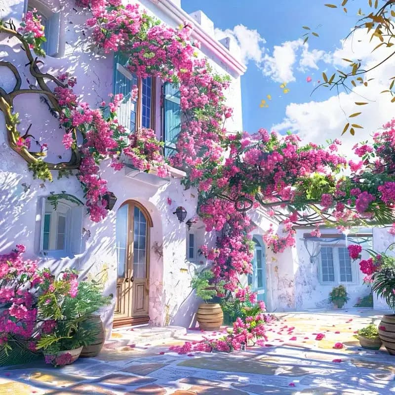 Stone House Garden Landscape 500 PCS Jigsaw Puzzles Challenging Family Activity Games for Gameroom Bedroom Livingroom Gift