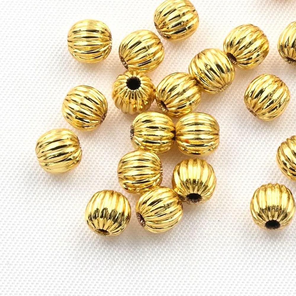 4 6 8 10MM 200Pcs 100Pcs CCB Spacer Beads Pumpkin Shape Gold Silver Color Plated Loose Beads DIY Making Bracelets Jewelry