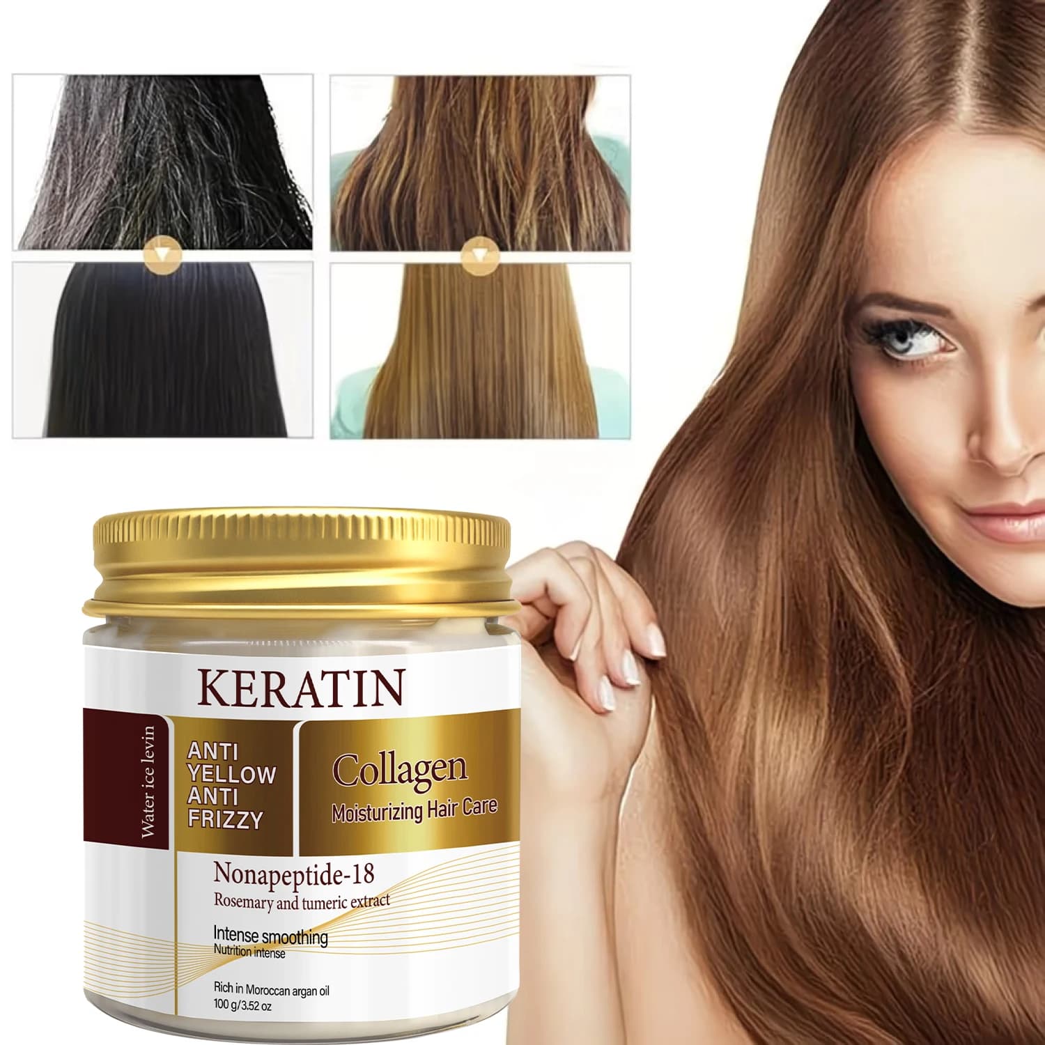 100g Nourishing Keratin Collagen Hair Mask Boost Hair Shine Elasticity Intense Smooth Dry Frizzy Damaged Hair Repair Product