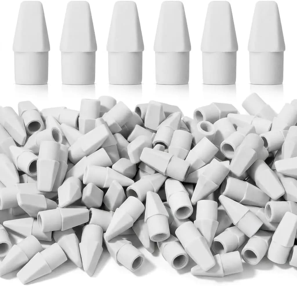 120 Pencil Top Erasers, White Eraser Caps for Standard Pencils, Clean & Smudge-Free
