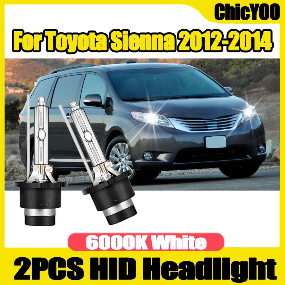 2 Pezzi Fari Anteriori 35W 20000LM, Luci Xenon HID Bianche 6000K, Plug and Play 12V per Toyota Sienna 2012 2013 2014