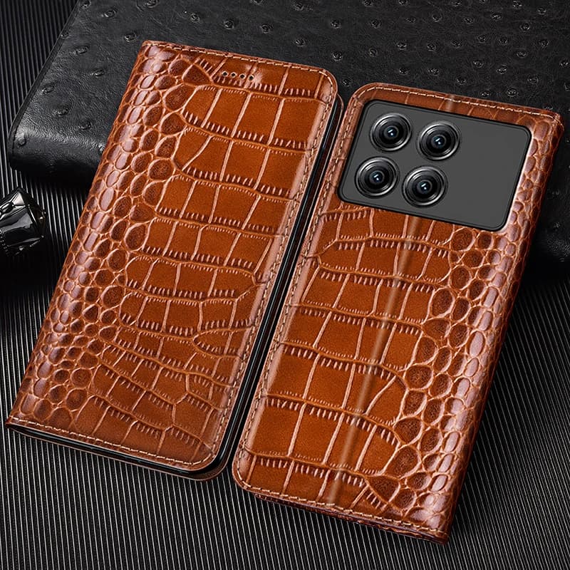 Custodia Flip in vera pelle di coccodrillo per Xiaomi Poco X3 X4 X5 X6 X7 F1 F5 F6 F7 M3 M4 M5 M5S M6 M7 Plus GT Pro ultra Custodie