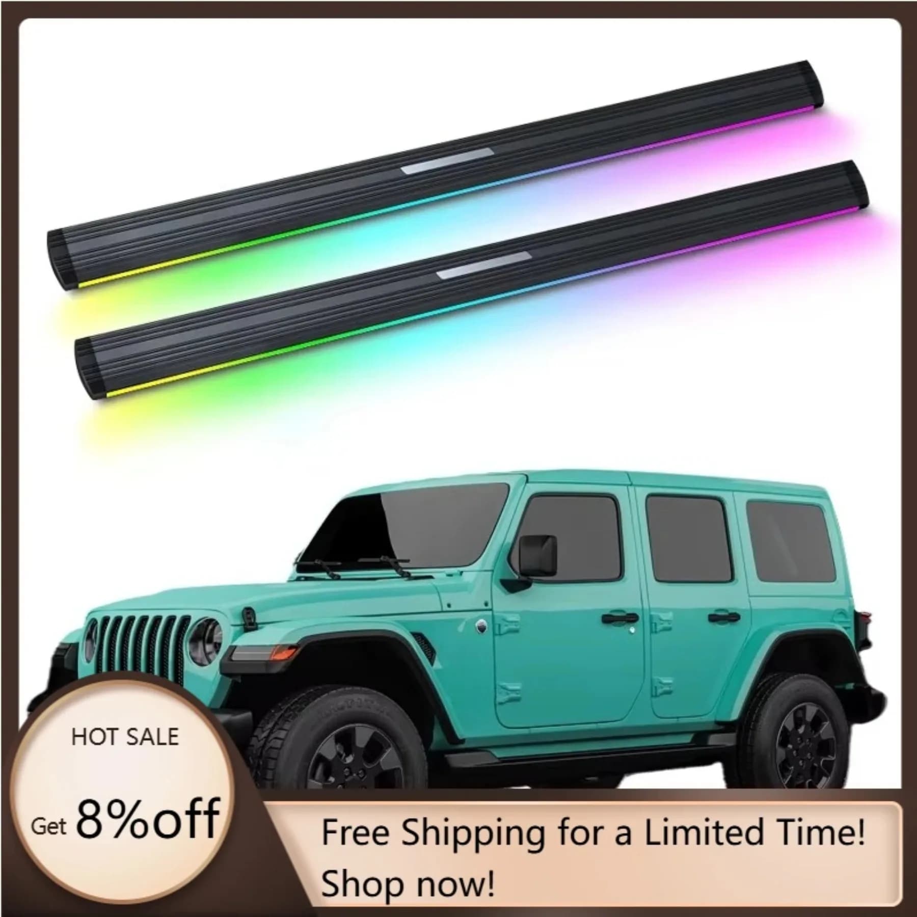 Pedane Elettriche Retrattili in Lega di Alluminio con Luce LED Neon, Gradino Laterale Automatico per Wrangler JL 4 Porte Sahara Rubicon